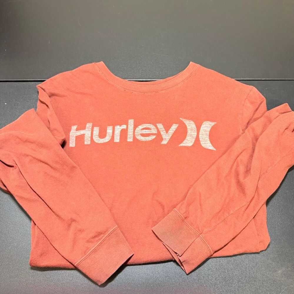Hurley Long Sleeve Logo Shirt Burgundy Size Small 100% Cotton
